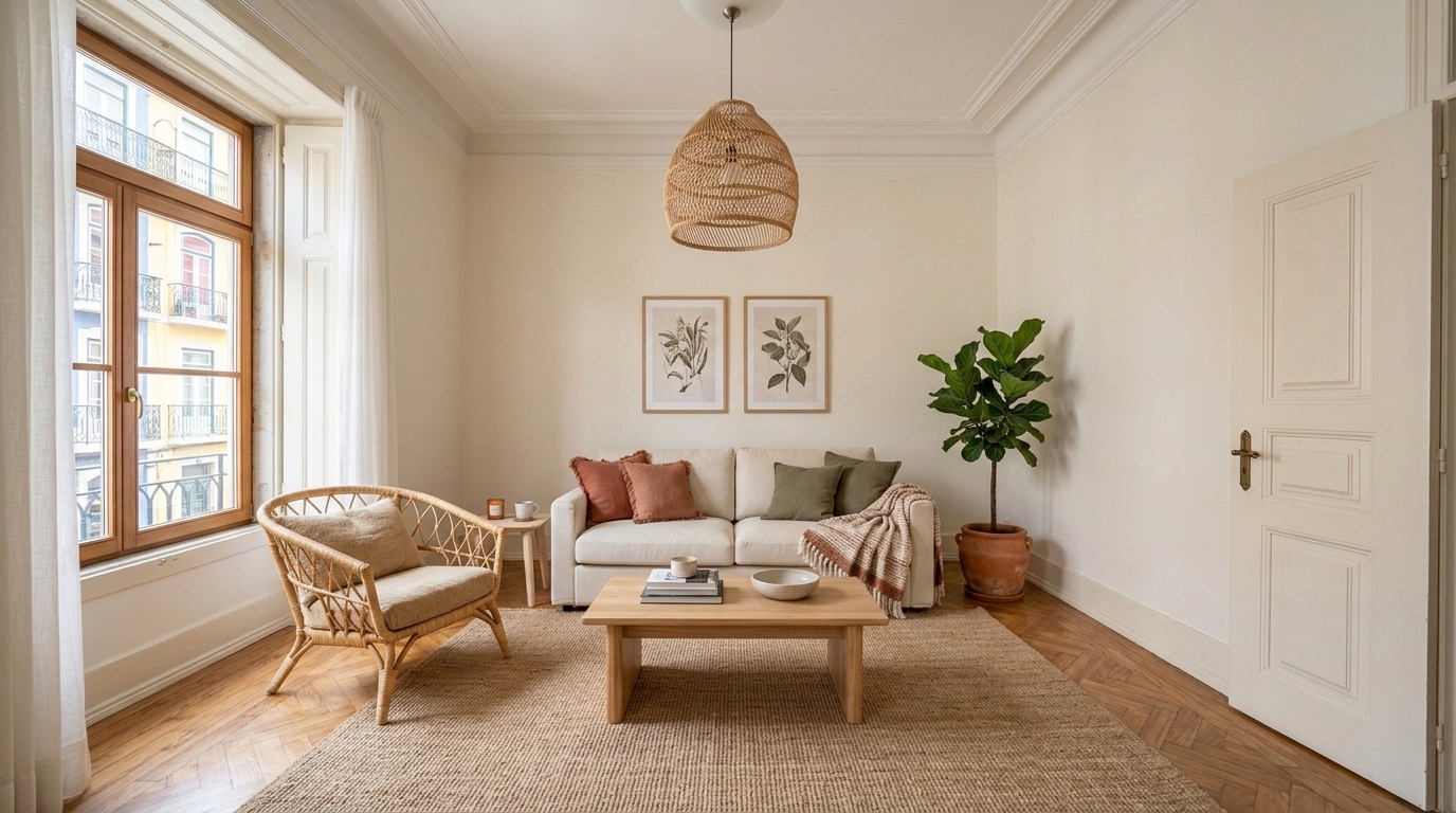 A mesma sala com peças mais acessíveis — proposta de 3.240 €