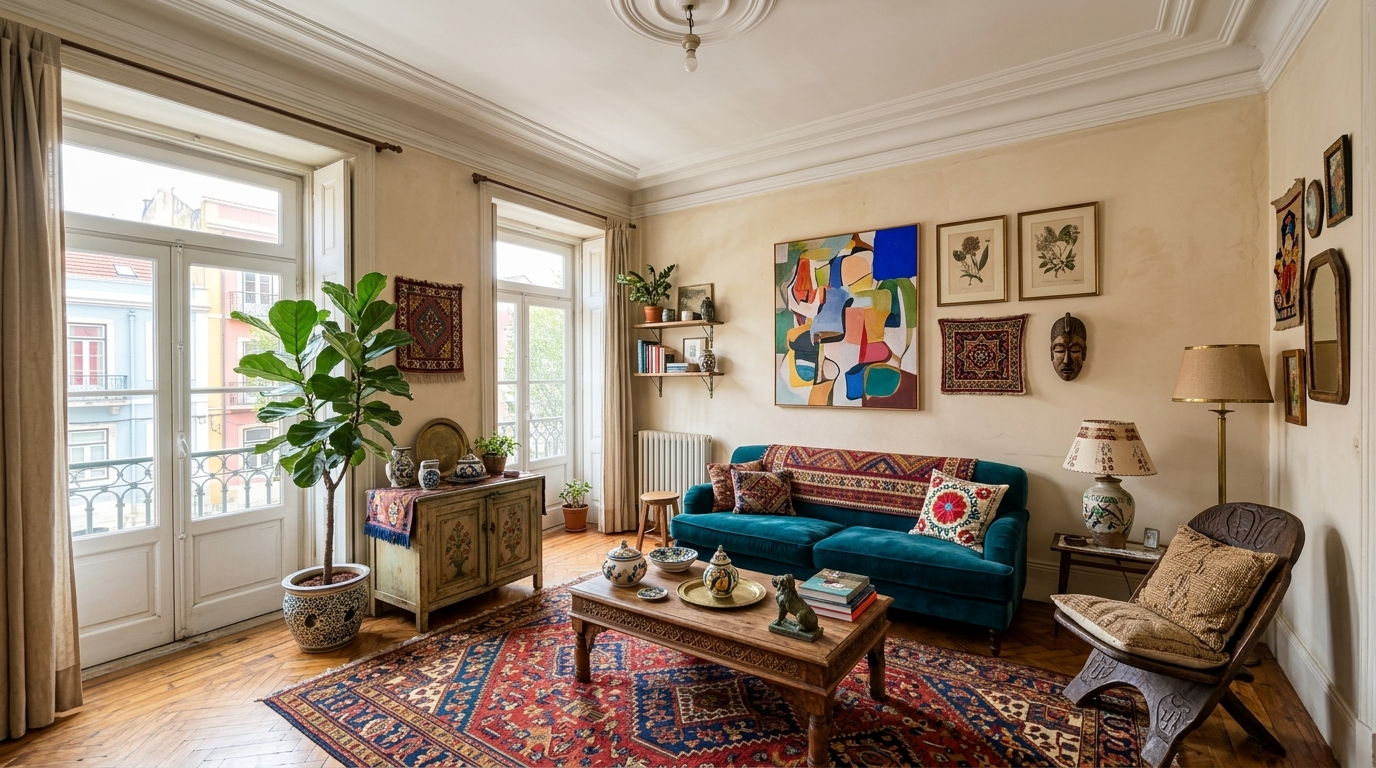 El mismo salón transformado en estilo Boho