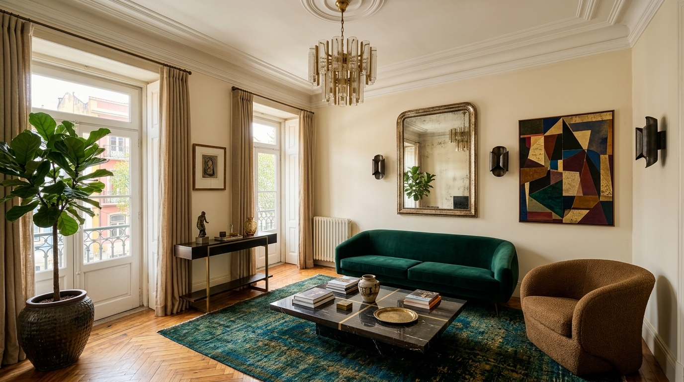 El mismo salón transformado en estilo Contemporáneo
